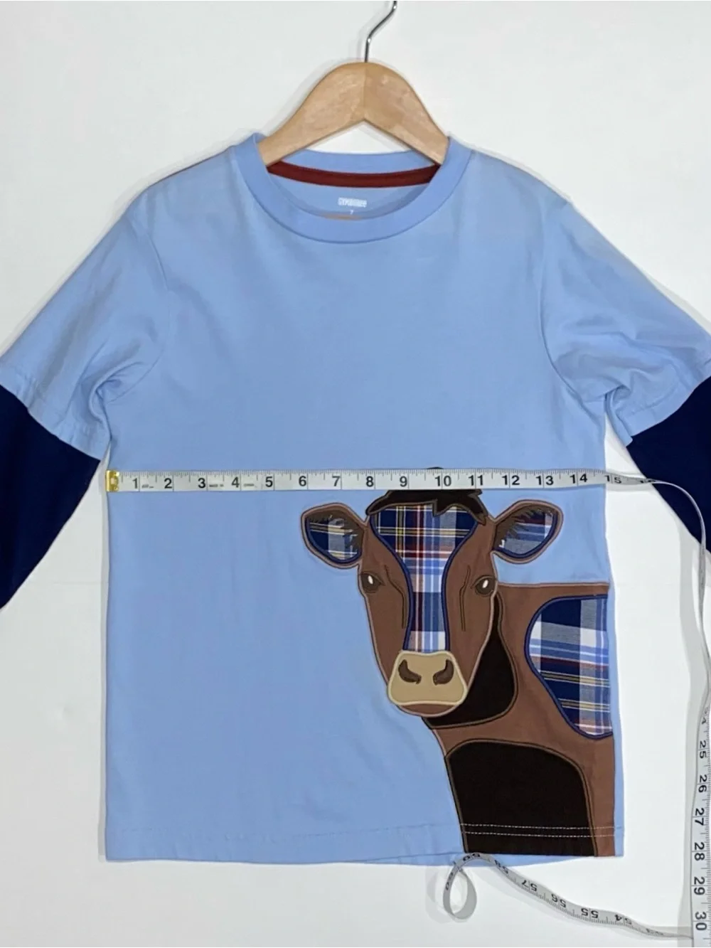 Gymboree Boys ‘Western Skies’ Blue Layered Long Sleeve Cow Top Size 7